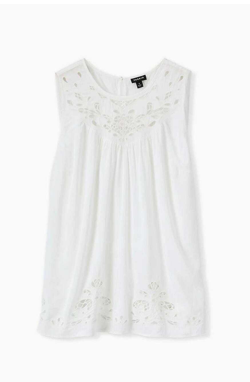 Torrid White Eyelet Cutout Sleeveless Tank Top - Picture 2 of 2